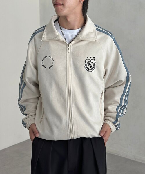 CPCM(シーピーシーエム)の「フェイクスエードトラックジャケット(ブルゾン・レディース・アイボリー/チャコールグレー/ブラウン/グリーン・MEDIUM/LARGE)」の2枚目の写真