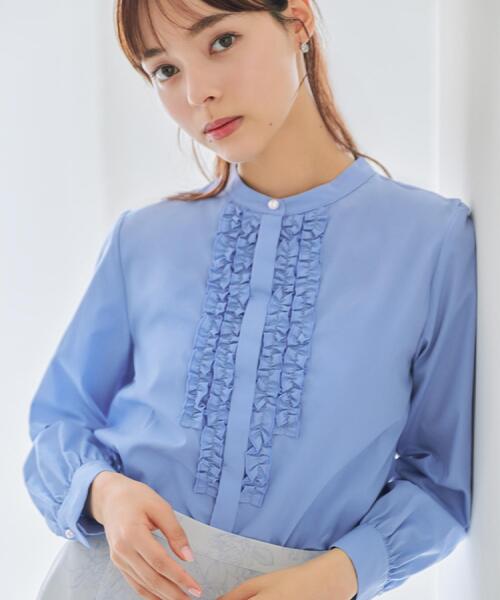 index(インデックス)の「バンドカラーフリルブラウス【洗濯機OK/イージーアイロン/防シワ】(シャツ/ブラウス・レディース・ライトブルー/チャコール/オフホワイト・38/40/36/42)」の13枚目の写真