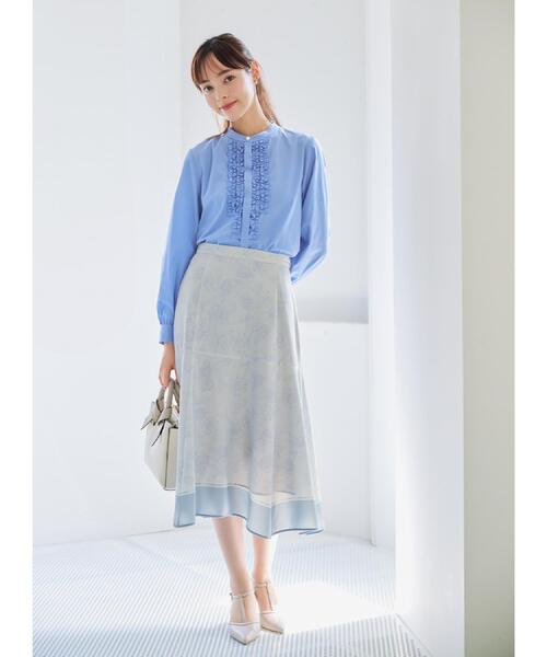 index(インデックス)の「バンドカラーフリルブラウス【洗濯機OK/イージーアイロン/防シワ】(シャツ/ブラウス・レディース・ライトブルー/チャコール/オフホワイト・38/40/36/42)」の15枚目の写真