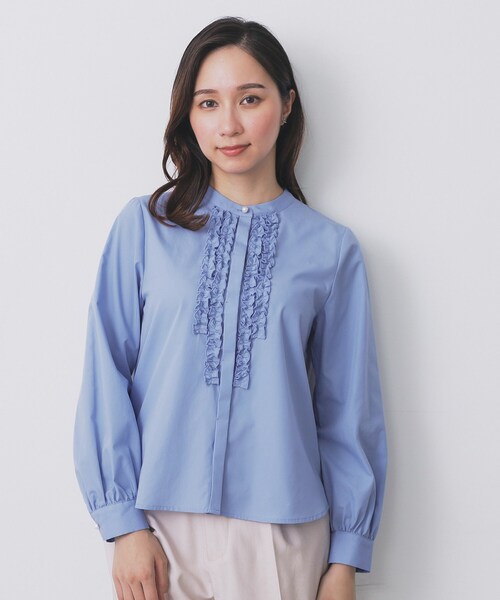 index(インデックス)の「バンドカラーフリルブラウス【洗濯機OK/イージーアイロン/防シワ】(シャツ/ブラウス・レディース・ライトブルー/チャコール/オフホワイト・38/40/36/42)」の20枚目の写真