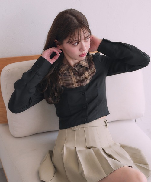 fupel(フぺル)の「Switched Shirt Blouse/ 切り替えシャツブラウス(シャツ/ブラウス・レディース・ブラック/グレー・FREE)」の22枚目の写真