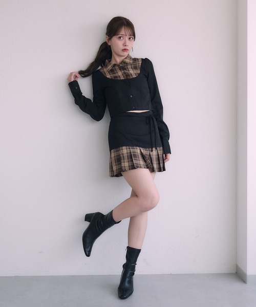 fupel(フぺル)の「Switched Shirt Blouse/ 切り替えシャツブラウス(シャツ/ブラウス・レディース・ブラック/グレー・FREE)」の14枚目の写真