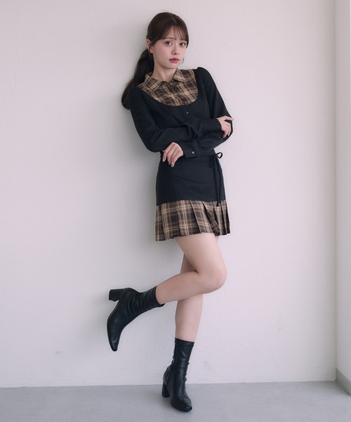 fupel(フぺル)の「Switched Shirt Blouse/ 切り替えシャツブラウス(シャツ/ブラウス・レディース・ブラック/グレー・FREE)」の15枚目の写真