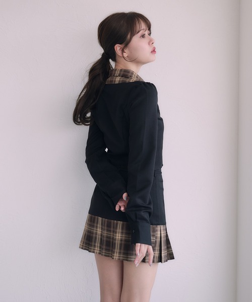 fupel(フぺル)の「Switched Shirt Blouse/ 切り替えシャツブラウス(シャツ/ブラウス・レディース・ブラック/グレー・FREE)」の10枚目の写真