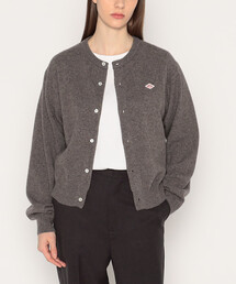 WOMEN'S LAMBSWOOL CREW NECK KNIT CARDIGAN