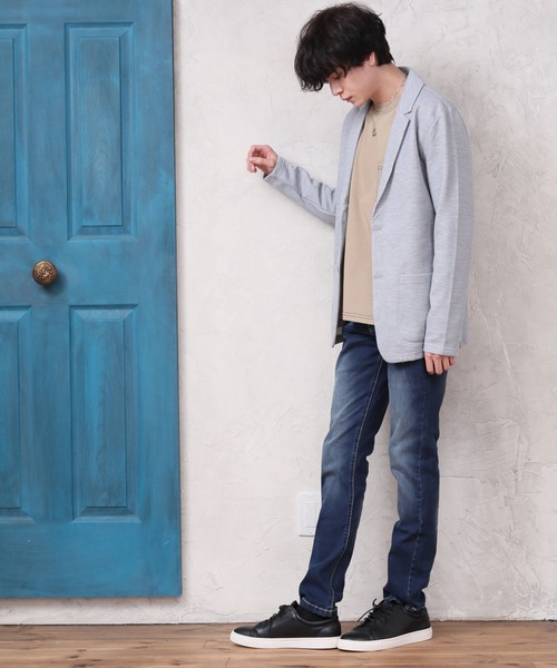 グレー テーラードジャケット スウェット素材 セール】テーラードジャケット スウェット素材（テーラード