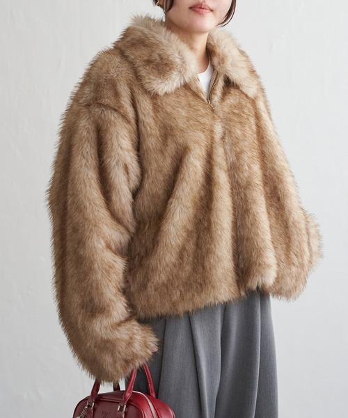 VENCEEXCHANGE(ヴァンスエクスチェンジ)の「シャギーファーショートコート(ブルゾン・レディース・ベージュ/グレー/グレー系その他・FREE)」の21枚目の写真