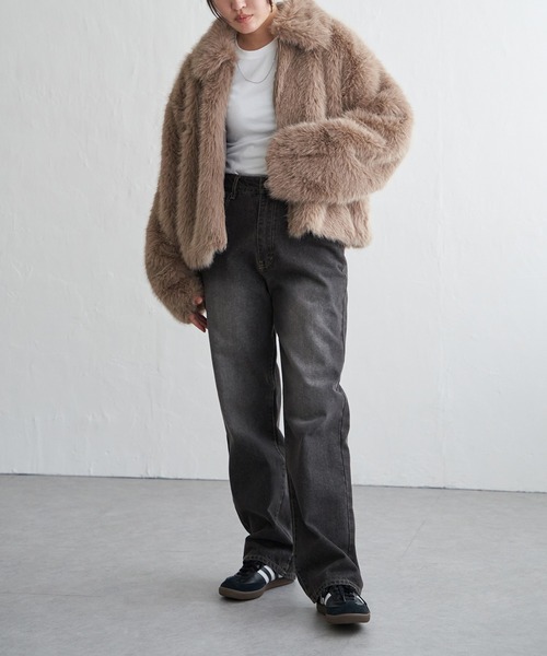 VENCEEXCHANGE(ヴァンスエクスチェンジ)の「シャギーファーショートコート(ブルゾン・レディース・ベージュ/グレー/グレー系その他・FREE)」の9枚目の写真