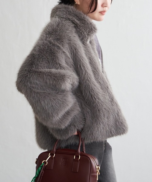 VENCEEXCHANGE(ヴァンスエクスチェンジ)の「シャギーファーショートコート(ブルゾン・レディース・ベージュ/グレー/グレー系その他・FREE)」の13枚目の写真