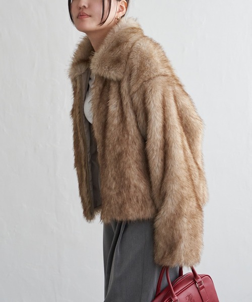 VENCEEXCHANGE(ヴァンスエクスチェンジ)の「シャギーファーショートコート(ブルゾン・レディース・ベージュ/グレー/グレー系その他・FREE)」の22枚目の写真