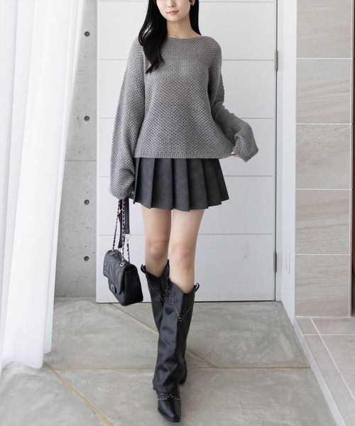 clear（クリア）の「メッシュオーバーニットトップス［大人 カジュアル 着回し力抜群］≪AW新作≫（ニット/セーター・レディース・グレー/ブラック/アイボリー/ベージュ・F）」の7枚目の写真