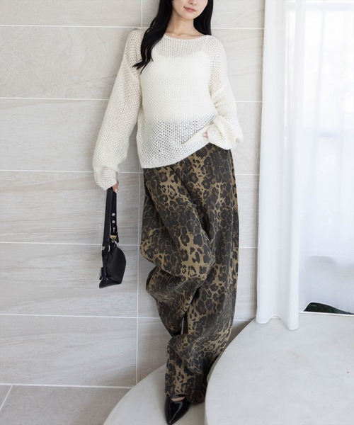 clear（クリア）の「メッシュオーバーニットトップス［大人 カジュアル 着回し力抜群］≪AW新作≫（ニット/セーター・レディース・グレー/ブラック/アイボリー/ベージュ・F）」の9枚目の写真