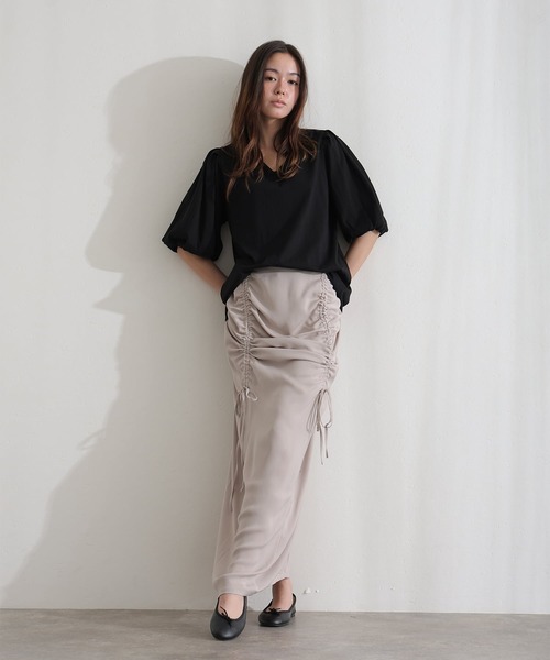 ElegChic(エレグシック)の「コットンパフスリーブTシャツ(Tシャツ/カットソー・レディース・ベージュ/ミント/ブラック/オフホワイト/チャコールグレー・M/XL/4L)」の19枚目の写真