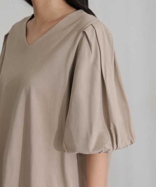 ElegChic(エレグシック)の「コットンパフスリーブTシャツ(Tシャツ/カットソー・レディース・ベージュ/ミント/ブラック/オフホワイト/チャコールグレー・M/XL/4L)」の15枚目の写真