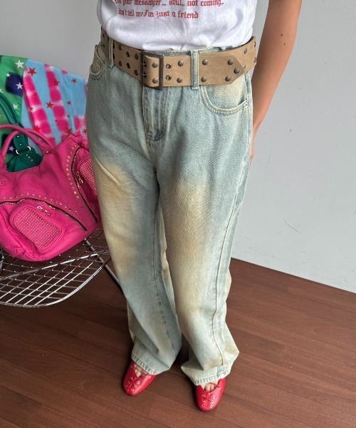 SHAGGIE(シャギー)の「【ViVi掲載】泥デニムセミフレアハイウエストデニムパンツ(デニムパンツ・レディース・ライトブルー・SMALL/MEDIUM)」の10枚目の写真