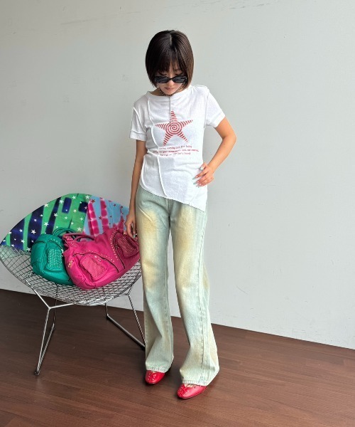 SHAGGIE(シャギー)の「【ViVi掲載】泥デニムセミフレアハイウエストデニムパンツ(デニムパンツ・レディース・ライトブルー・SMALL/MEDIUM)」の11枚目の写真