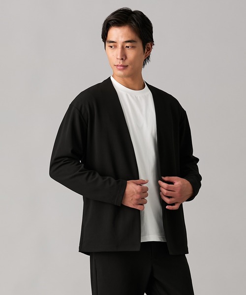 nissen（ニッセン）の「カットソーセットアップスーツ（ノーカラージャケット＋イージーパンツ）　(S～3Lサイズ)（セットアップ・メンズ・ネイビー/ブラック・S/M/L/LL/3L）」の4枚目の写真