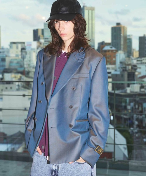 MAISON SPECIAL(メゾンスペシャル)の「《UNISEX》4 Colors Chambray Washable Wool Peaked Lapel Double Breasted Jacket/4色シャンブレーウォッシャブルウールピークドラペルダブルテーラードジャケット【MAISON SPECIAL/メゾンスペシャル】(テーラードジャケット・メンズ・ホワイト/チャコールグレー/ブラック/グレー/ダークブルー・1/2/0)」の5枚目の写真