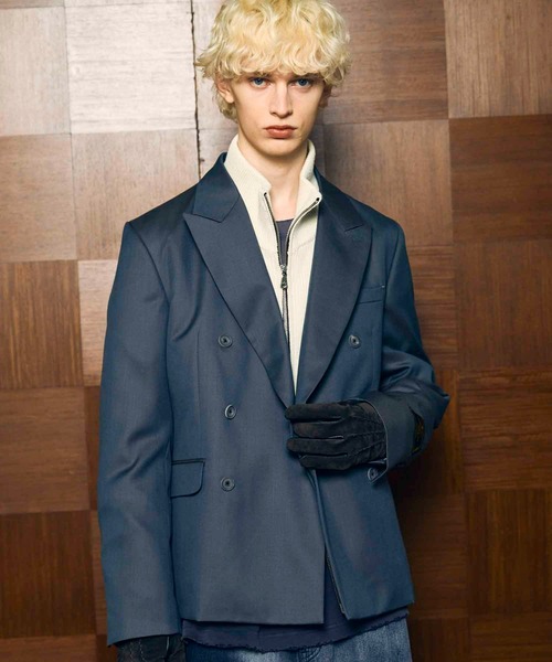 MAISON SPECIAL(メゾンスペシャル)の「《UNISEX》4 Colors Chambray Washable Wool Peaked Lapel Double Breasted Jacket/4色シャンブレーウォッシャブルウールピークドラペルダブルテーラードジャケット【MAISON SPECIAL/メゾンスペシャル】(テーラードジャケット・メンズ・ホワイト/チャコールグレー/ブラック/グレー/ダークブルー・1/2/0)」の4枚目の写真
