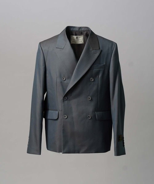 UNISEX》4 Colors Chambray Washable Wool Peaked Lapel Double