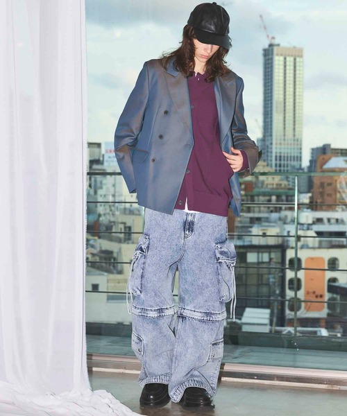 MAISON SPECIAL(メゾンスペシャル)の「《UNISEX》4 Colors Chambray Washable Wool Peaked Lapel Double Breasted Jacket/4色シャンブレーウォッシャブルウールピークドラペルダブルテーラードジャケット【MAISON SPECIAL/メゾンスペシャル】(テーラードジャケット・メンズ・ホワイト/チャコールグレー/ブラック/グレー/ダークブルー・1/2/0)」の19枚目の写真