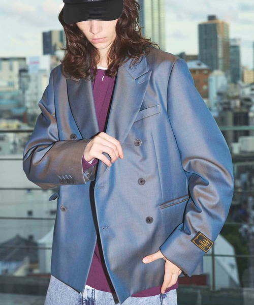 UNISEX》4 Colors Chambray Washable Wool Peaked Lapel Double