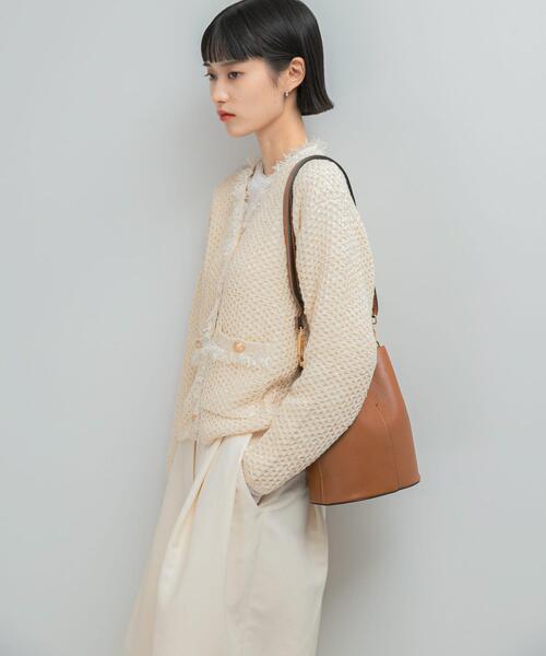 URBAN RESEARCH ROSSO WOMEN（アーバンリサーチ　ロッソ）の「ツイードVネックカーディガン（カーディガン/ボレロ・レディース・ブラック/オフホワイト・FREE）」の5枚目の写真