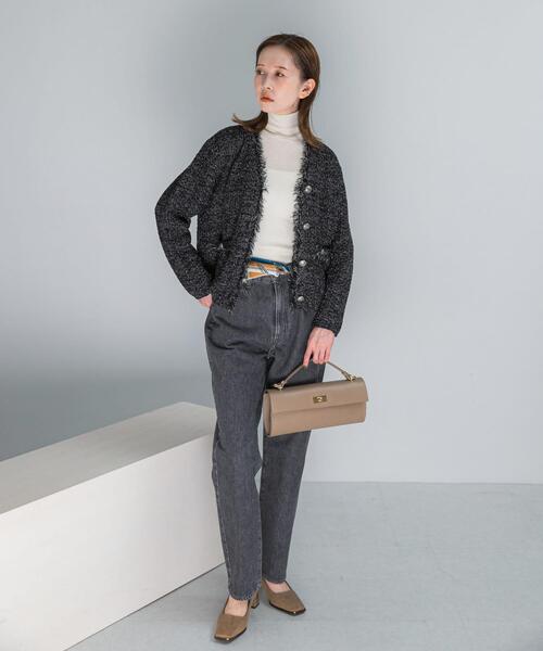 URBAN RESEARCH ROSSO WOMEN（アーバンリサーチ　ロッソ）の「ツイードVネックカーディガン（カーディガン/ボレロ・レディース・ブラック/オフホワイト・FREE）」の13枚目の写真