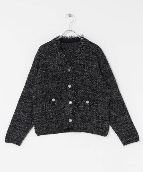 URBAN RESEARCH ROSSO WOMEN（アーバンリサーチ　ロッソ）の「ツイードVネックカーディガン（カーディガン/ボレロ・レディース・ブラック/オフホワイト・FREE）」の18枚目の写真