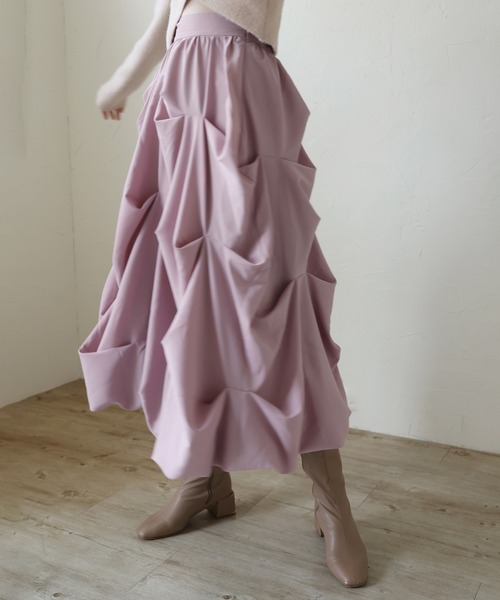 Seemi. byNICECLAUP（ シーミーバイナイスクラップ）の「【Seemi.】デザインバルーンスカート（スカート・レディース・ブラック/ホワイト/ピンク・FREE）」の3枚目の写真