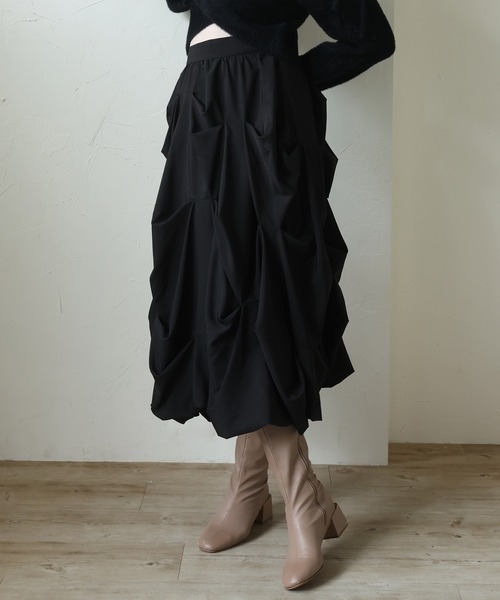 Seemi. byNICECLAUP（ シーミーバイナイスクラップ）の「【Seemi.】デザインバルーンスカート（スカート・レディース・ブラック/ホワイト/ピンク・FREE）」の2枚目の写真