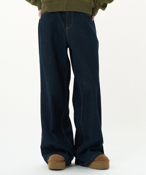 BENUA(ベヌア)の「Wide denim/ワイドデニムパンツ(デニムパンツ・レディース・ブラウン/インディゴブルー・MEDIUM/LARGE)」の12枚目の写真