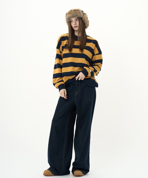 BENUA(ベヌア)の「Wide denim/ワイドデニムパンツ(デニムパンツ・レディース・ブラウン/インディゴブルー・MEDIUM/LARGE)」の4枚目の写真