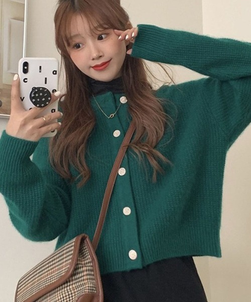 LAFFMO（ラフモ）の「クルーネックワッフルニットカーディガン（カーディガン/ボレロ・レディース・ベージュ/パープル/レッド/オレンジ/グリーン・F）」の18枚目の写真