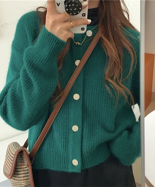 LAFFMO（ラフモ）の「クルーネックワッフルニットカーディガン（カーディガン/ボレロ・レディース・ベージュ/パープル/レッド/オレンジ/グリーン・F）」の21枚目の写真