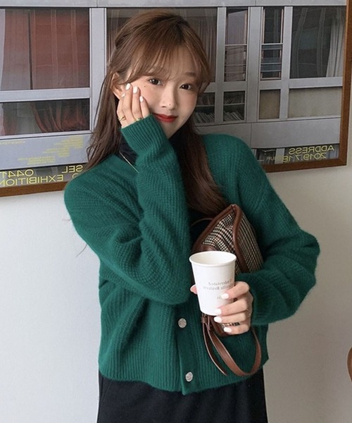 LAFFMO（ラフモ）の「クルーネックワッフルニットカーディガン（カーディガン/ボレロ・レディース・ベージュ/パープル/レッド/オレンジ/グリーン・F）」の20枚目の写真