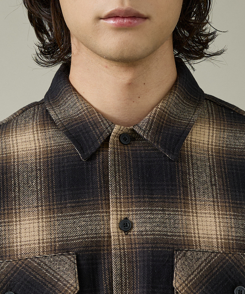 Dickies(ディッキーズ)の「【Dickies / ディッキーズ】オーバーサイズ ネルオンブレチェック ワークシャツ(シャツ/ブラウス・メンズ・ブラウン/ブラック/チャコールグレー・M/L/XL)」の4枚目の写真
