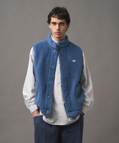 DANTON（ダントン）の「MEN'S DOUBLE FACE BOA STAND COLLAR VEST（ベスト・メンズ・ブルー/ブラック/ベージュ/チャコール/マスタード・XL/L/M）」の21枚目の写真