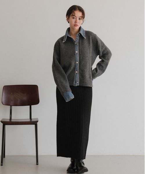 attiree(アティレー)の「ランダムリブニットスカート(スカート・レディース・グレー/ブラック/ベージュ・MEDIUM/LARGE)」の13枚目の写真