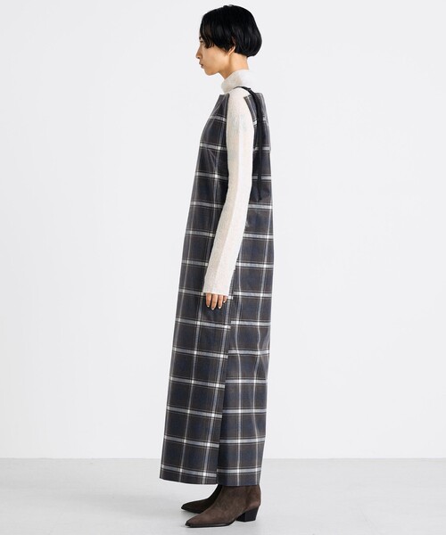 EDITION（エディション）の「箔コーティングチェック  ロングワンピース（ワンピース・レディース・ダークブラウン・36/34）」の3枚目の写真