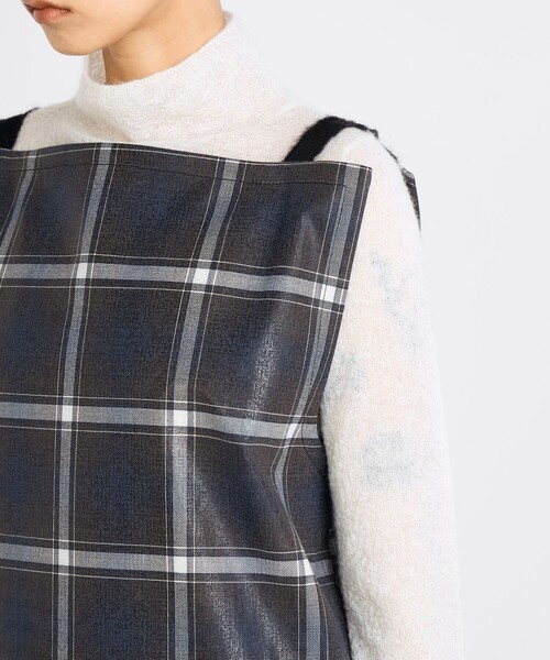 EDITION（エディション）の「箔コーティングチェック  ロングワンピース（ワンピース・レディース・ダークブラウン・36/34）」の7枚目の写真