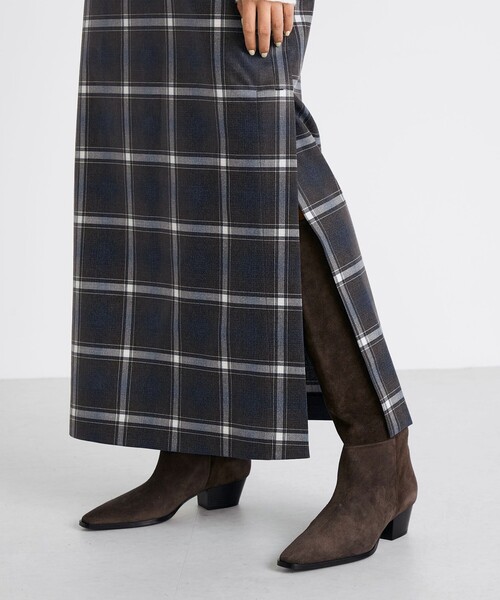 EDITION（エディション）の「箔コーティングチェック  ロングワンピース（ワンピース・レディース・ダークブラウン・36/34）」の10枚目の写真