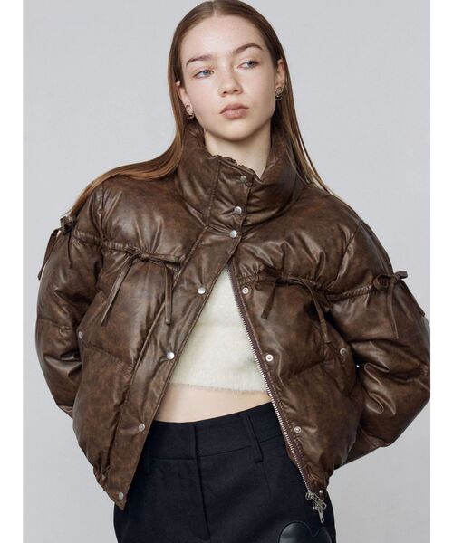 セール】リボンパッファーダウンブルゾン（ダウンジャケット/コート