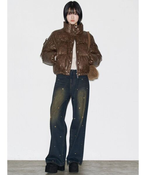 セール】リボンパッファーダウンブルゾン（ダウンジャケット/コート