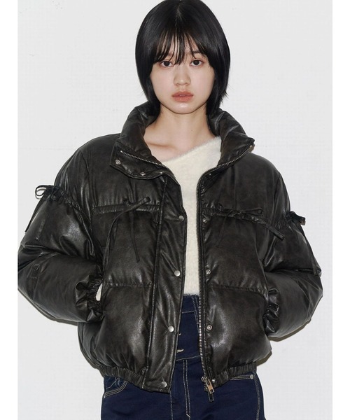 セール】リボンパッファーダウンブルゾン（ダウンジャケット/コート