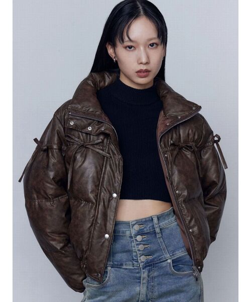 EMODA(エモダ)の「リボンパッファーダウンブルゾン(ダウンジャケット/コート・レディース・ブラウン/アイボリー/ブラック/その他・FREE)」の5枚目の写真