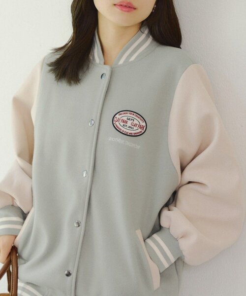 セール】刺繍入り配色スタジャン（スタジャン）｜Another Branch olive