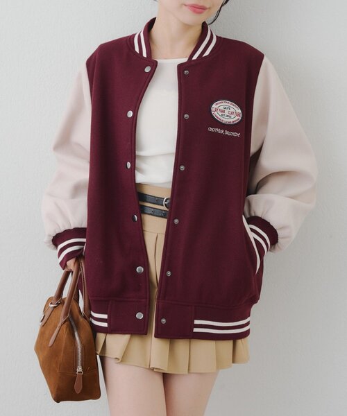 セール】刺繍入り配色スタジャン（スタジャン）｜Another Branch olive