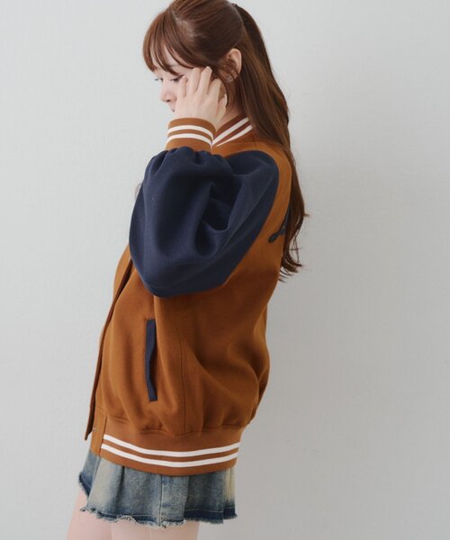 セール】刺繍入り配色スタジャン（スタジャン）｜Another Branch olive