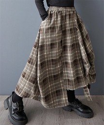 起毛チェック切替アシンメトリースカート